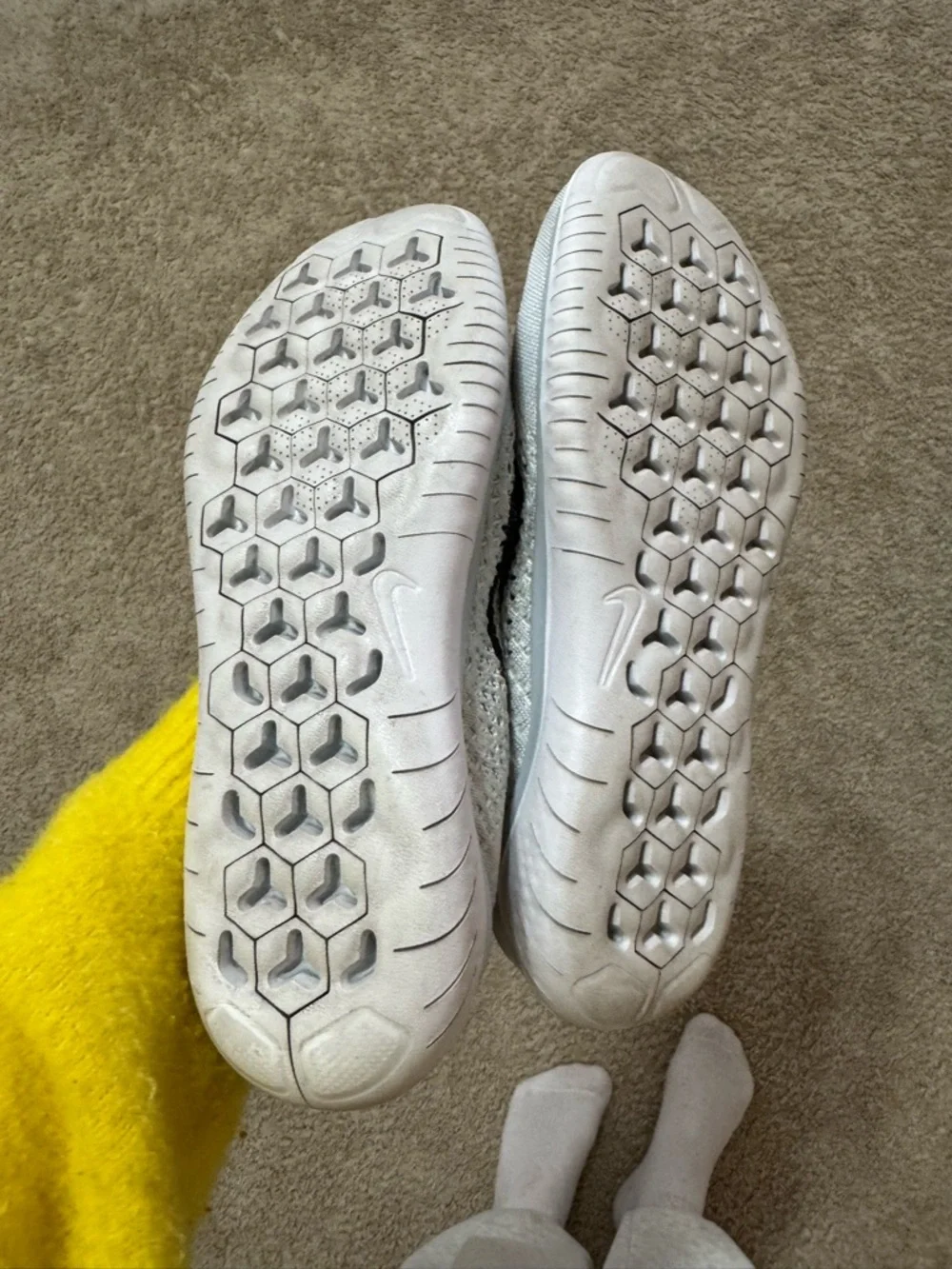 Nike Women's White Flyknit Running Sneakers with Black Swoosh - Picture 7 of 7